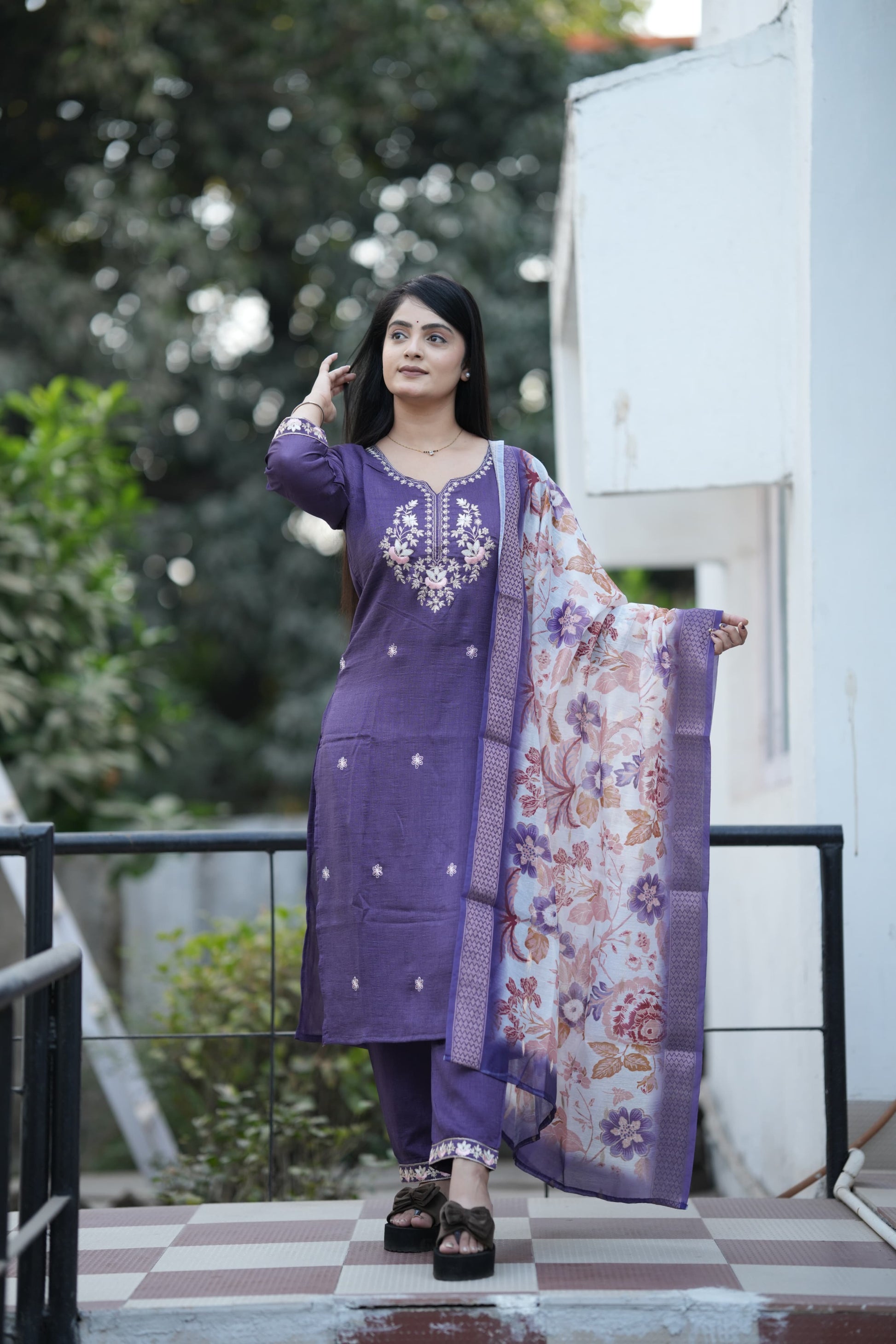 premium chanderi silk kurti with embroidery work - Clothebelle