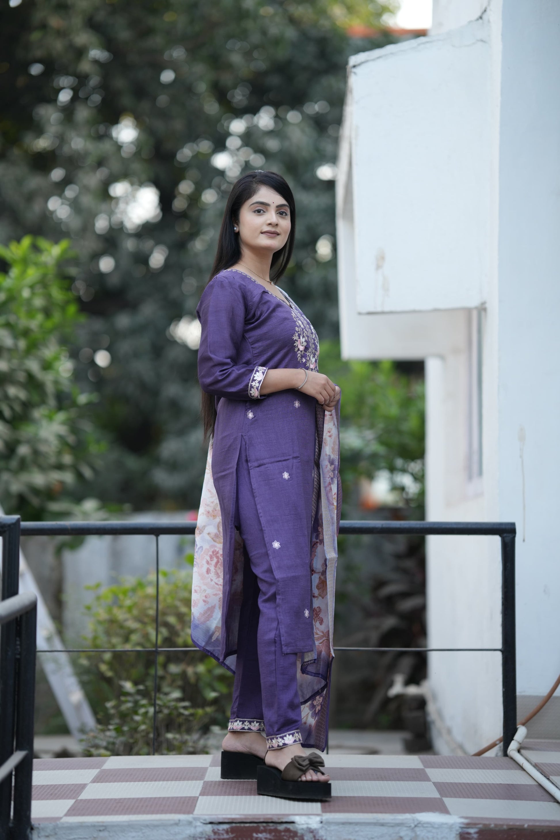 premium chanderi silk kurti with embroidery work - Clothebelle