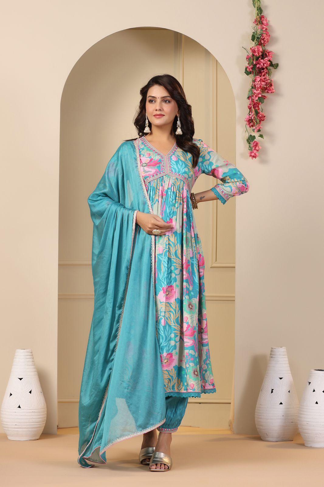 Summer Party Wear Gown With Dupatta - Clothebelle