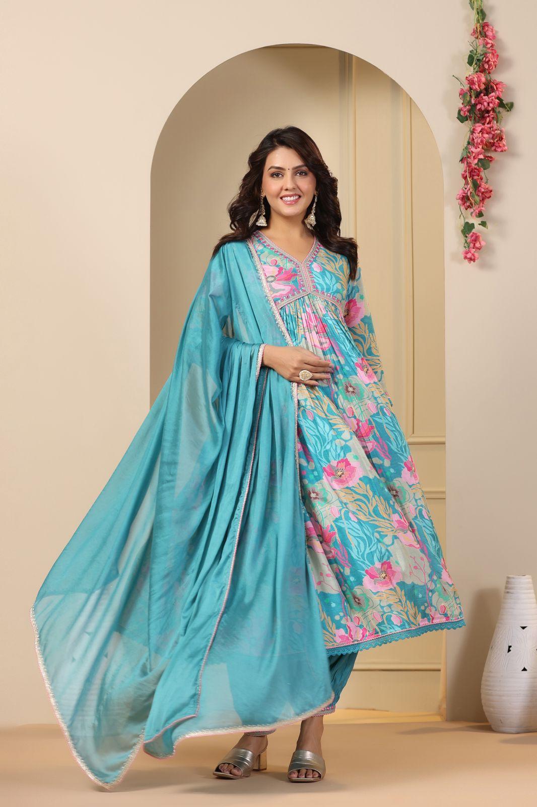 Summer Party Wear Gown With Dupatta - Clothebelle