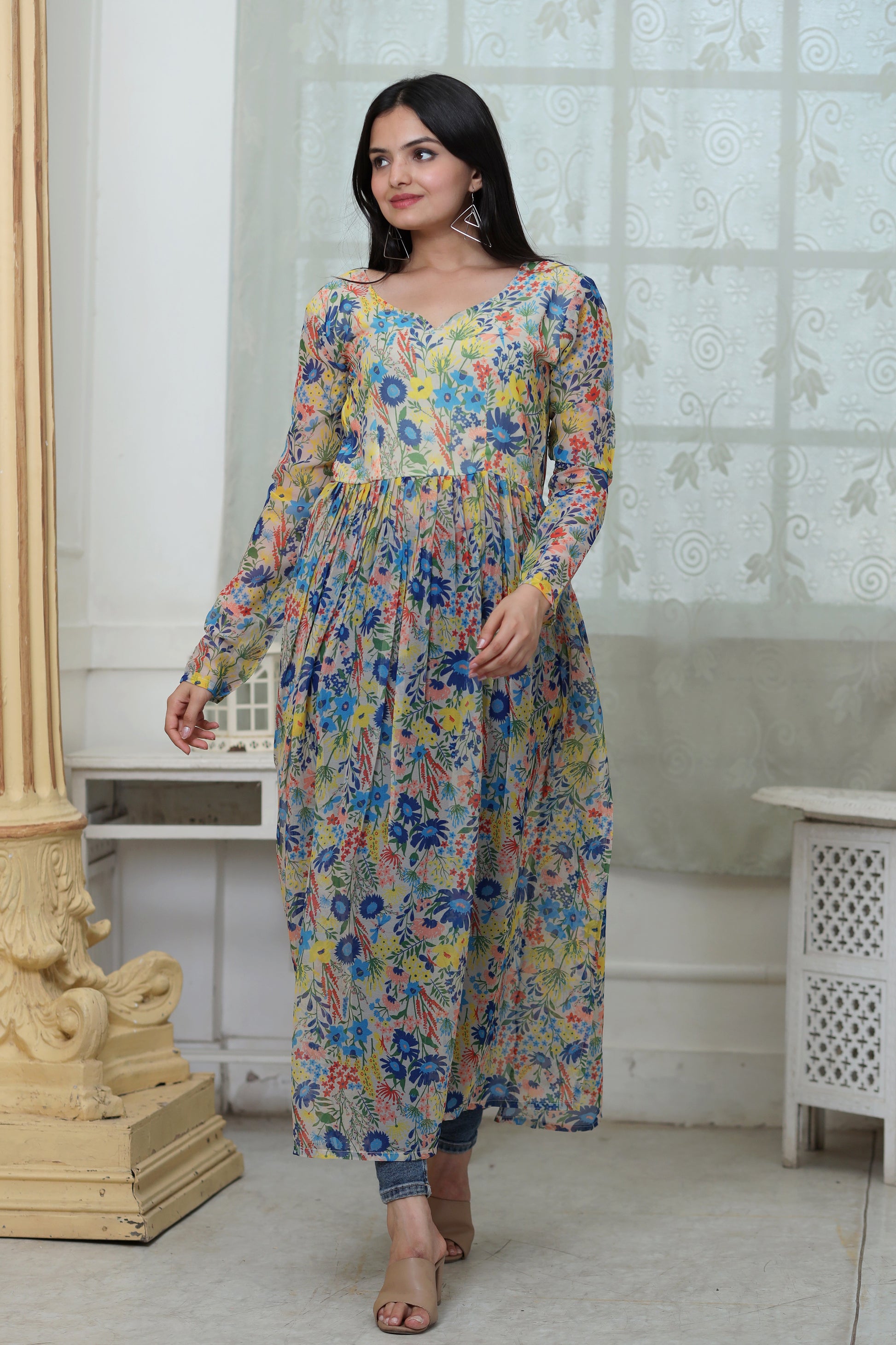 Nayra cut Kurtis  with Floral Digital print - Clothebelle