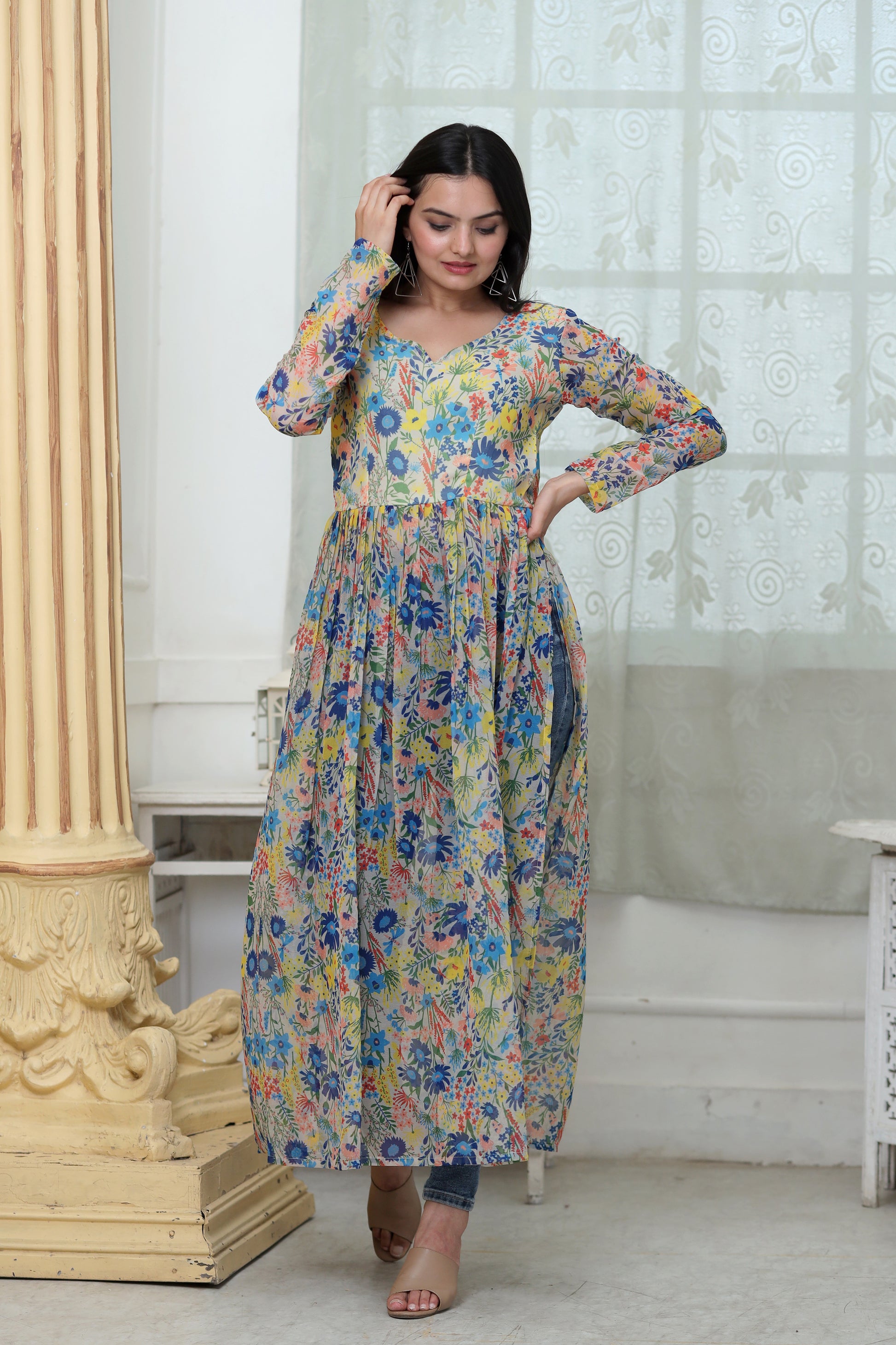 Nayra cut Kurtis  with Floral Digital print - Clothebelle