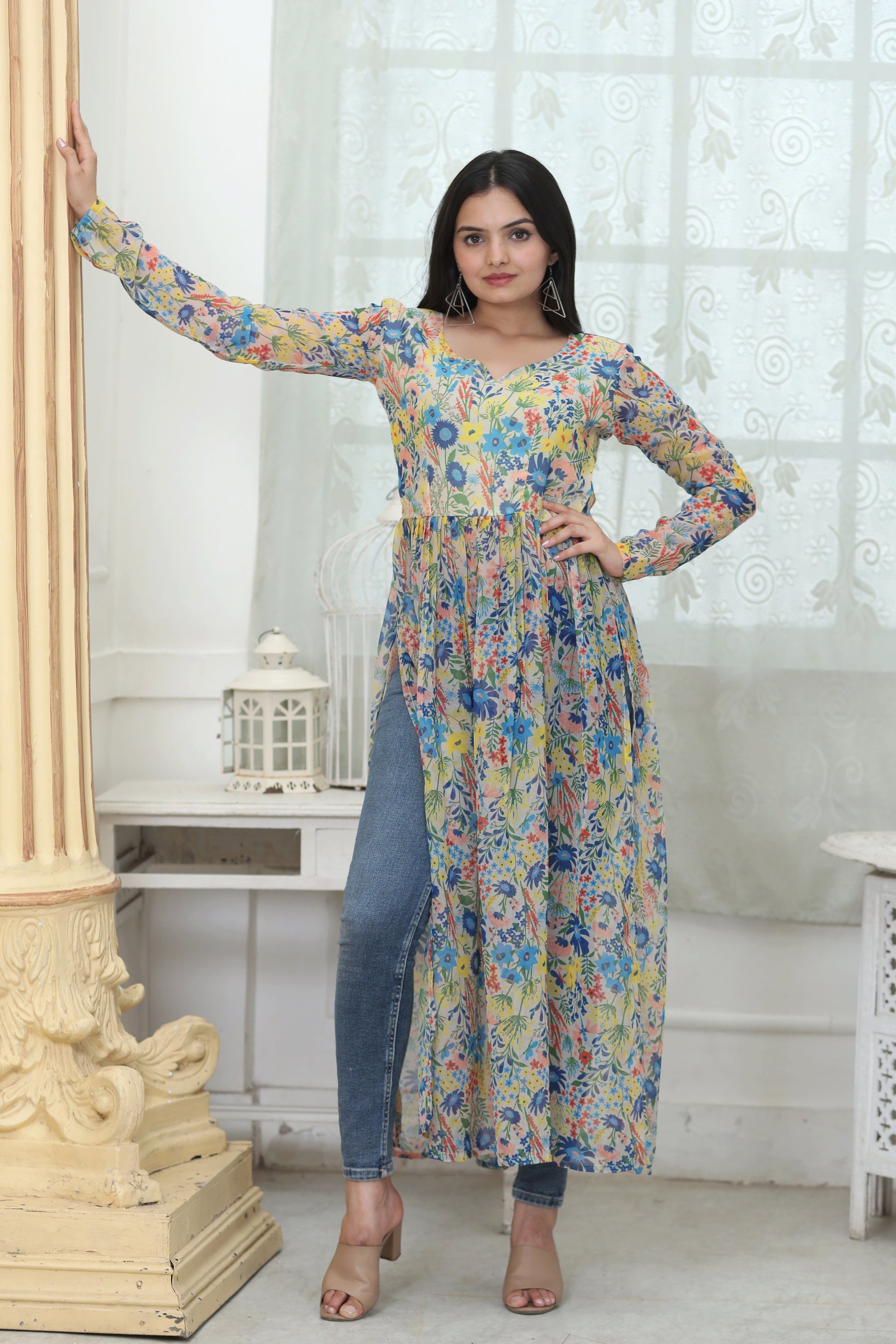 Nayra cut Kurtis  with Floral Digital print - Clothebelle