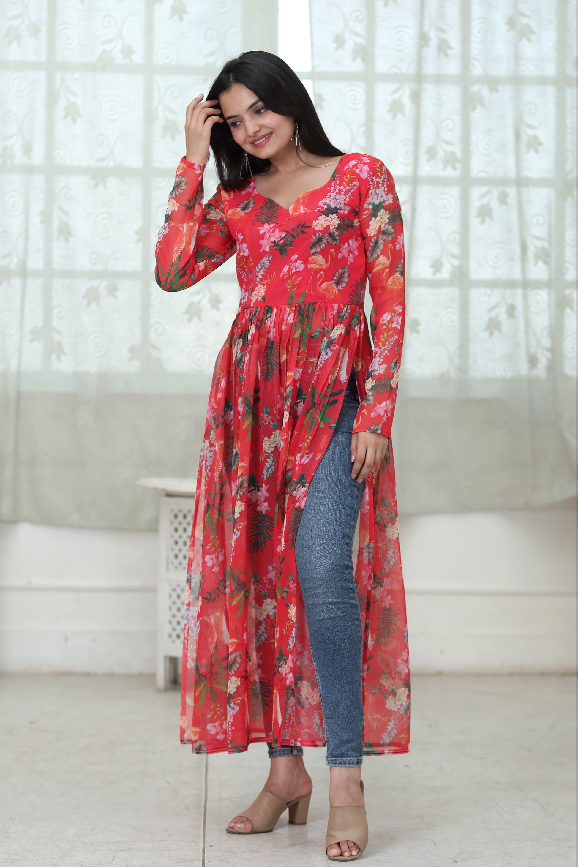 Nayra cut Kurtis  with Floral Digital print - Clothebelle