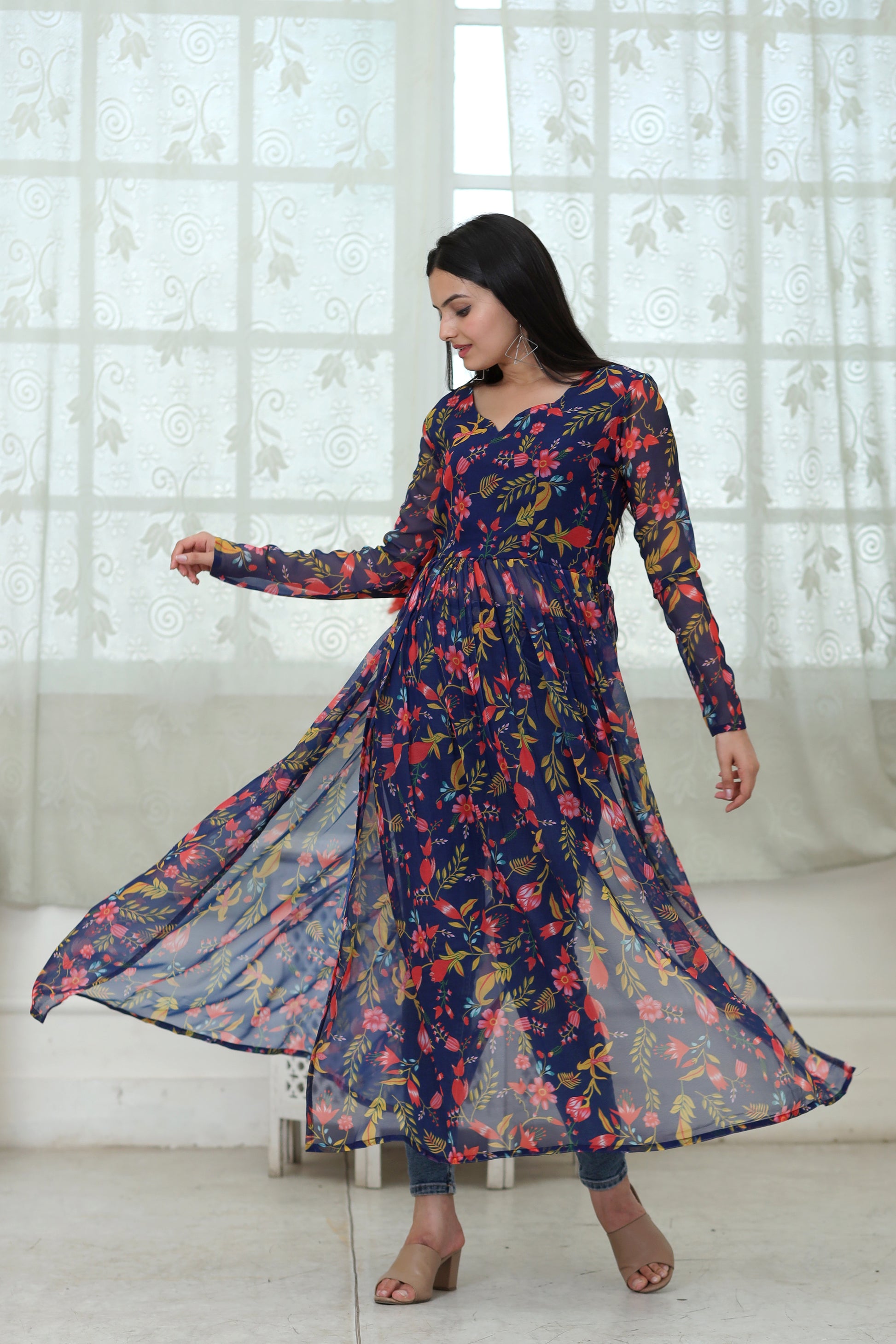 Nayra cut Kurtis  with Floral Digital print - Clothebelle