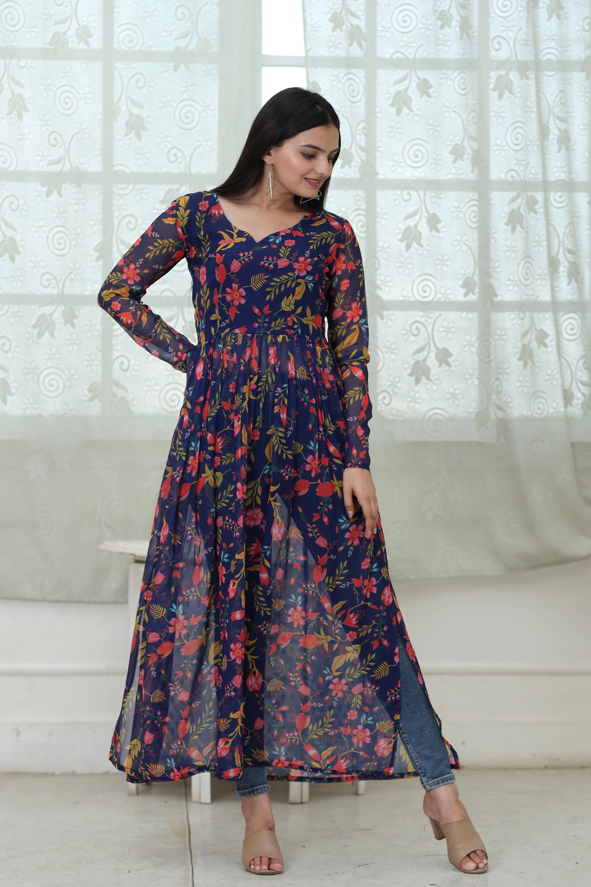 Nayra cut Kurtis  with Floral Digital print - Clothebelle