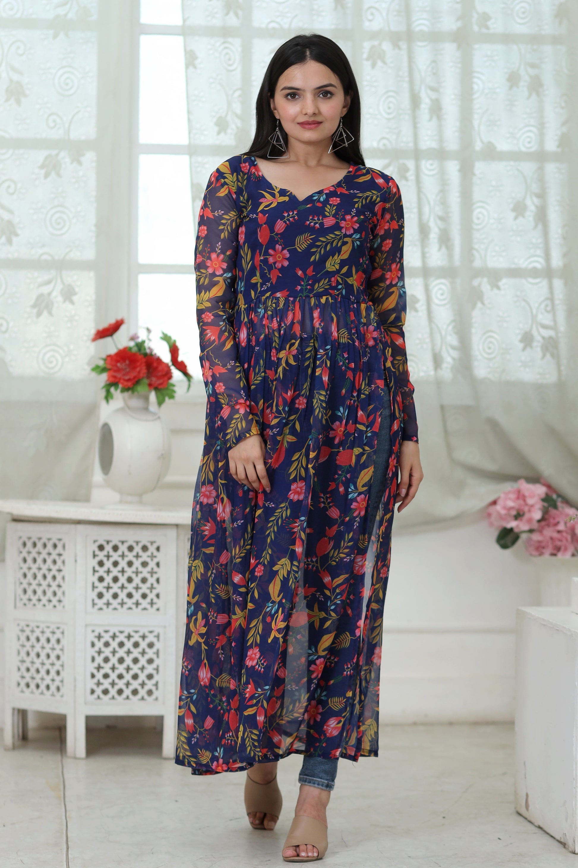 Nayra cut Kurtis  with Floral Digital print - Clothebelle