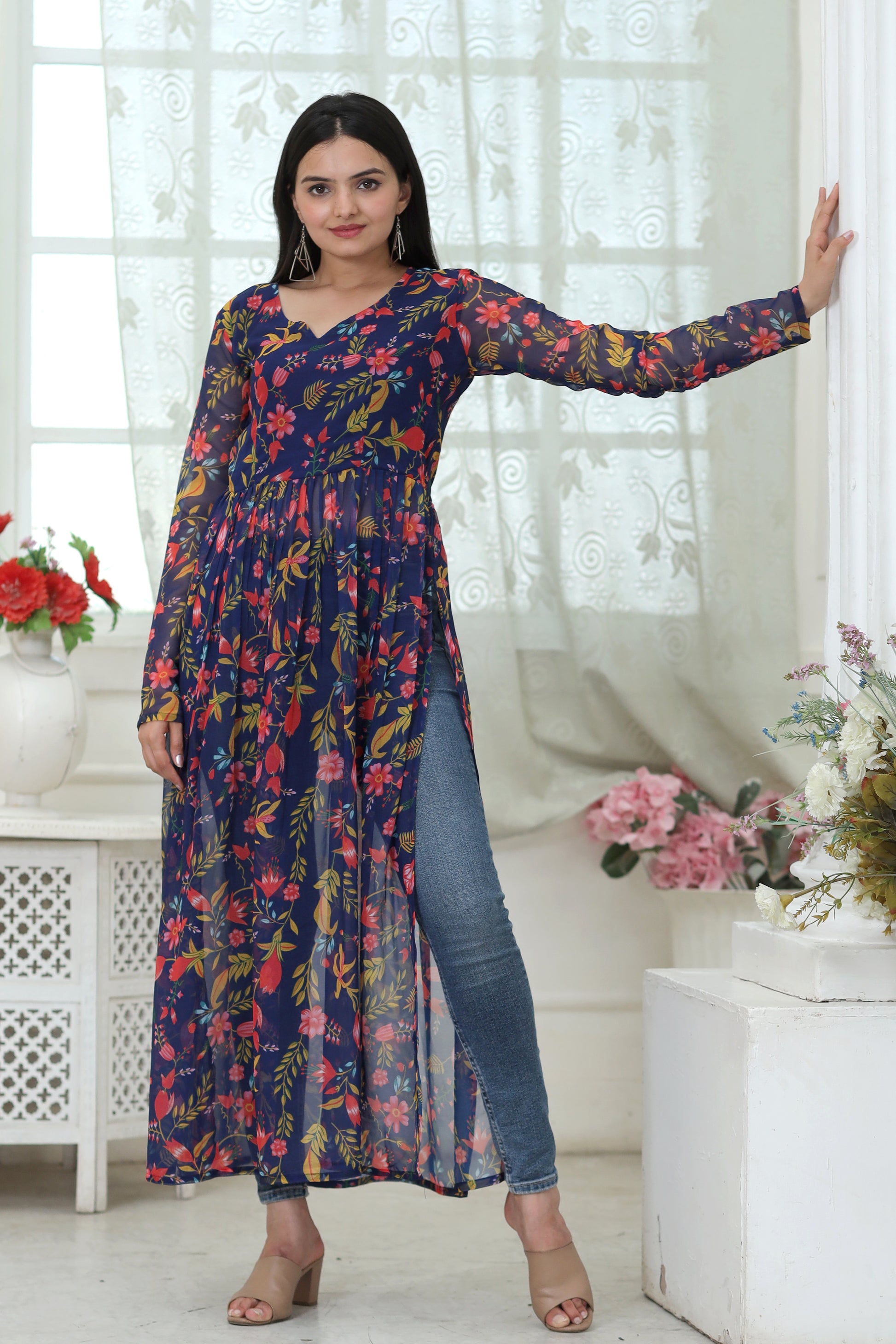 Nayra cut Kurtis  with Floral Digital print - Clothebelle