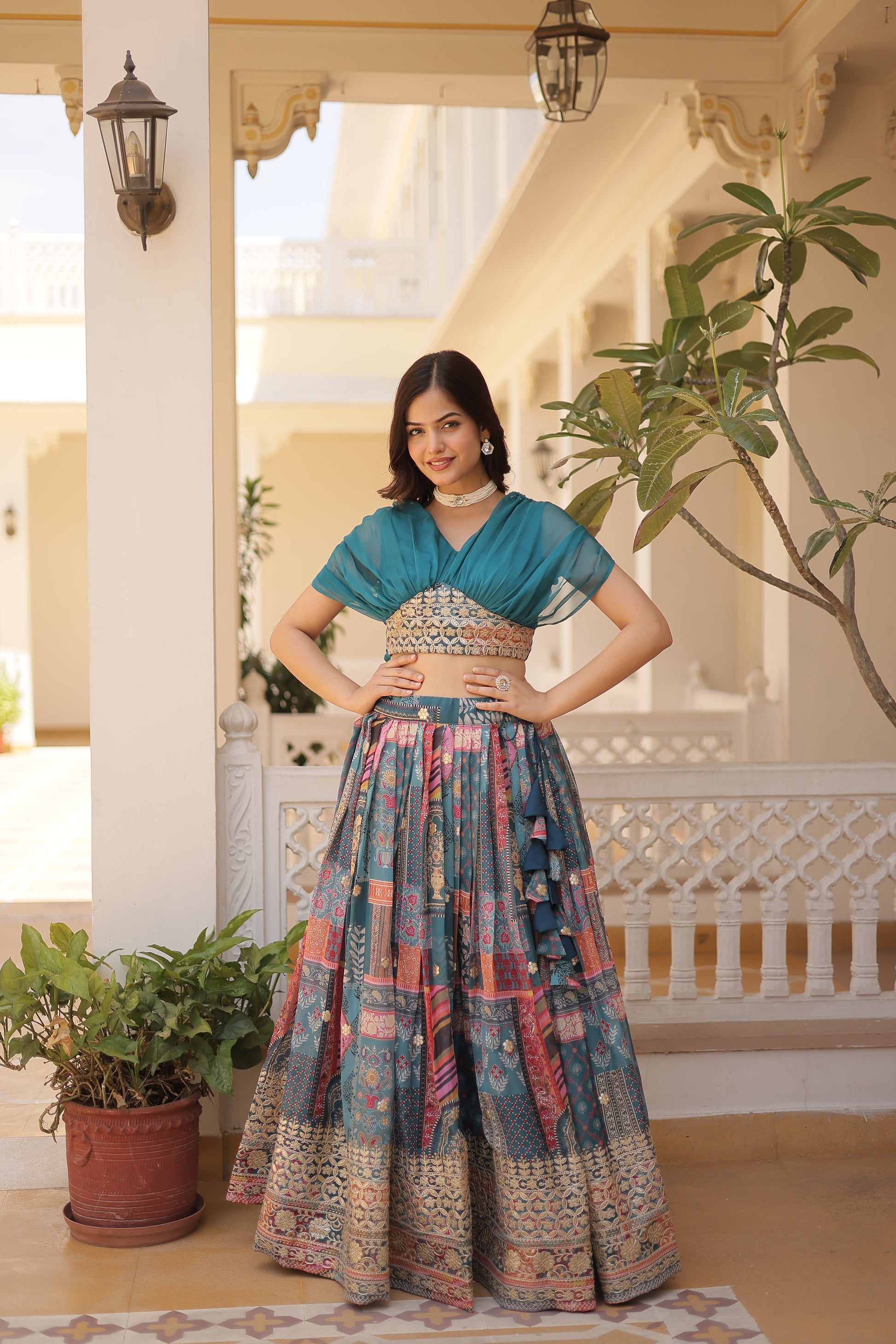 Russian Silk Rich Digital Printed with Embroidery Work lehenga choli - Clothebelle