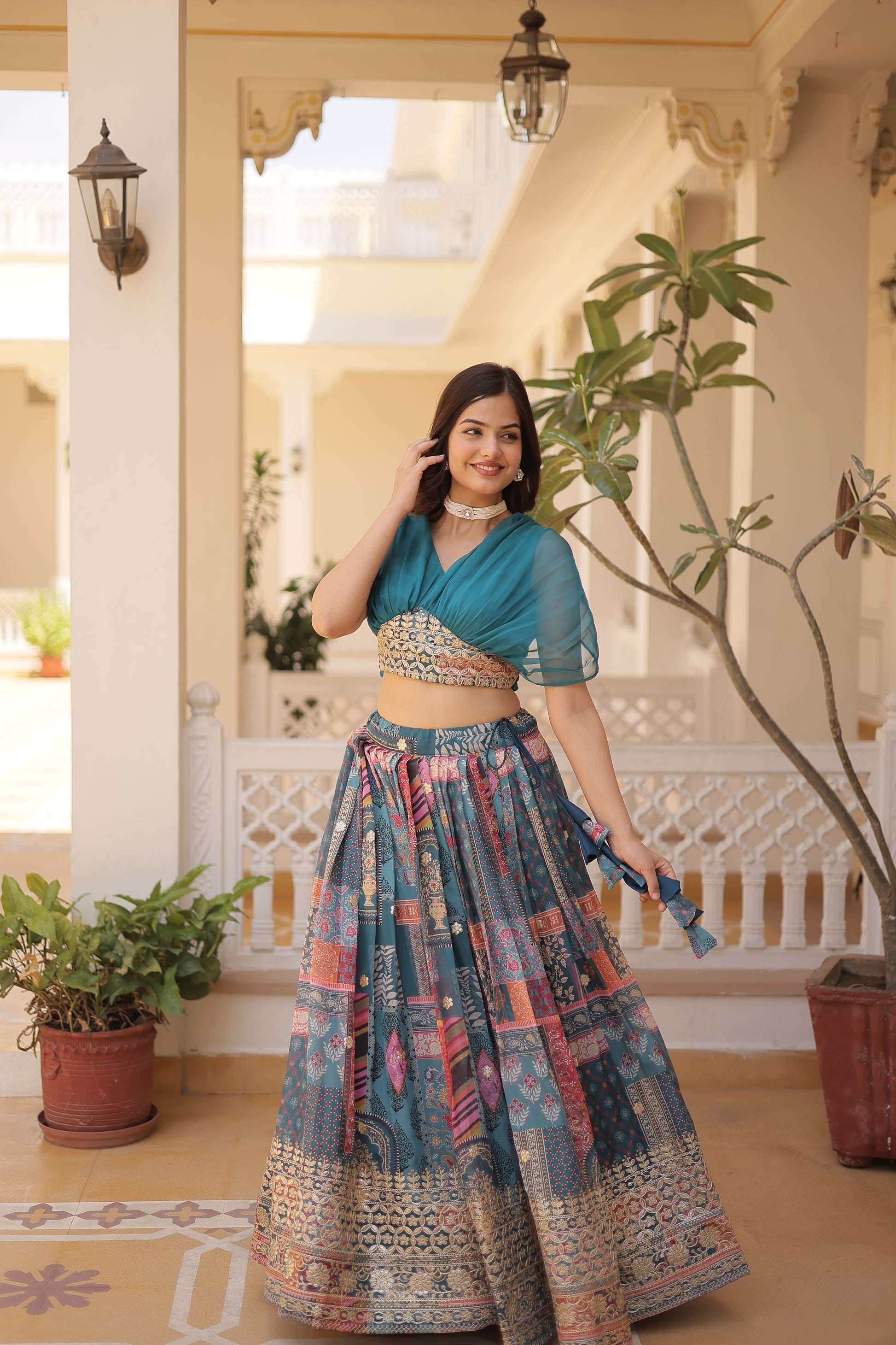 Russian Silk Rich Digital Printed with Embroidery Work lehenga choli - Clothebelle